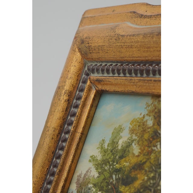 Gold Pair of Oil on Board Landscape Paintings - Signed For Sale - Image 8 of 13