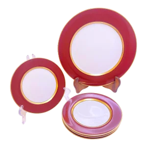 1980s Fitz and Floyd Renaissance Pattern 1 Dinner Plate and 4 Dessert/Bread Plates- 5 Pieces, Made in Japan