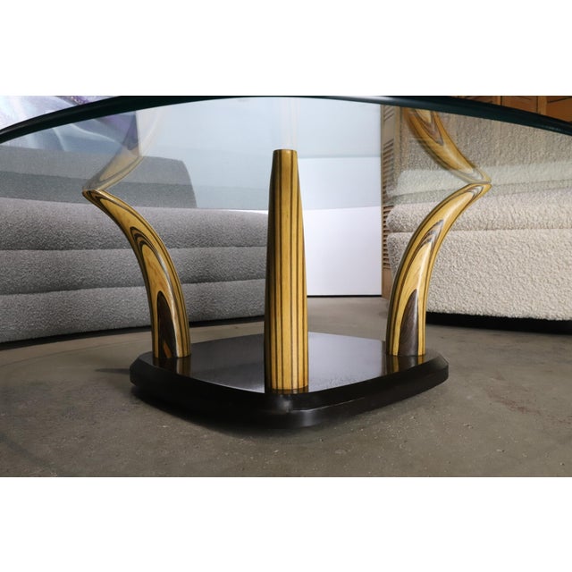 Wood Henredon Wood Tusk Cocktail Table with Glass Top For Sale - Image 7 of 12