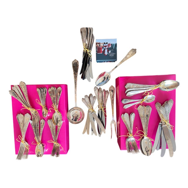 Silver 800 Cutlery, 1890s, Set of 89 For Sale