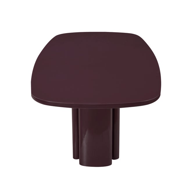 Zola Burgundy Lacquer Oval Dining Table For Sale - Image 9 of 11
