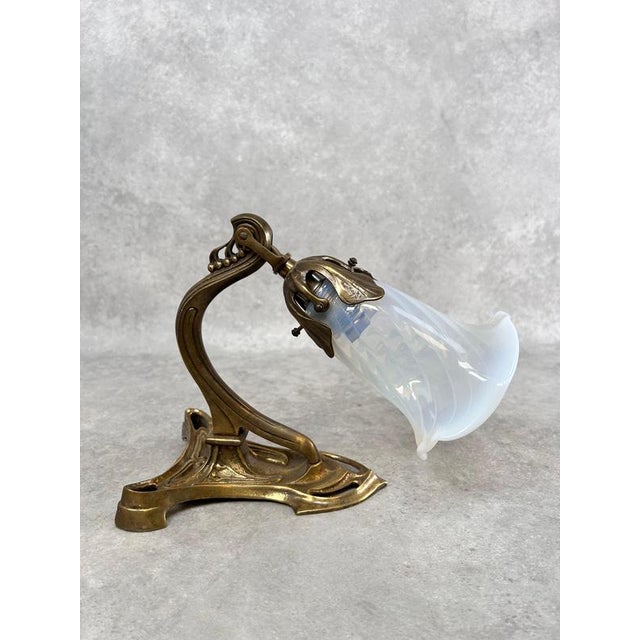 Art Nouveau Wall Lamps with Opal Iridescent Glass, 1960s, Set of 3 For Sale - Image 3 of 10