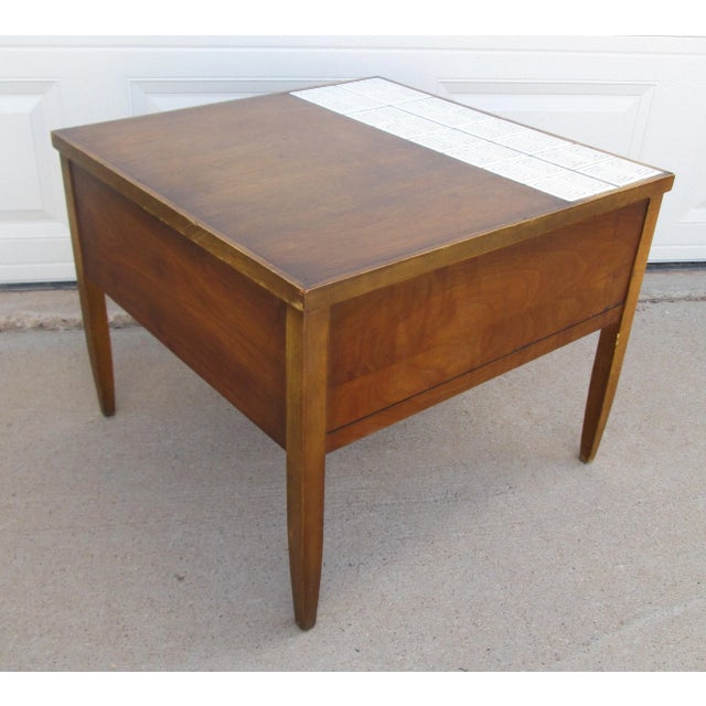 Mid-Century Modern 1960s Lane Cosmopolitan Virginia Maid End Table Side Table Tile Top For Sale - Image 3 of 12