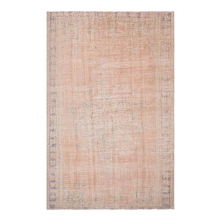 1970s Vintage Turkish Handmade Wool Cotton Pink Area Rug For Sale