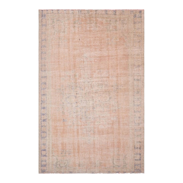1970s Vintage Turkish Handmade Wool Cotton Pink Area Rug For Sale