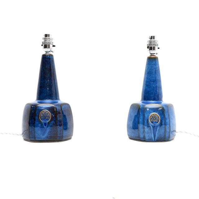Mid-Century Modern Vintage Danish Ceramic Table Lamps by Einar Johansen for Soholm, 1960, Set of 2 For Sale - Image 3 of 11