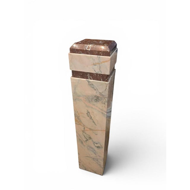 Gold Art Deco Pedestal in Red Marble, Early 20th Century For Sale - Image 8 of 13