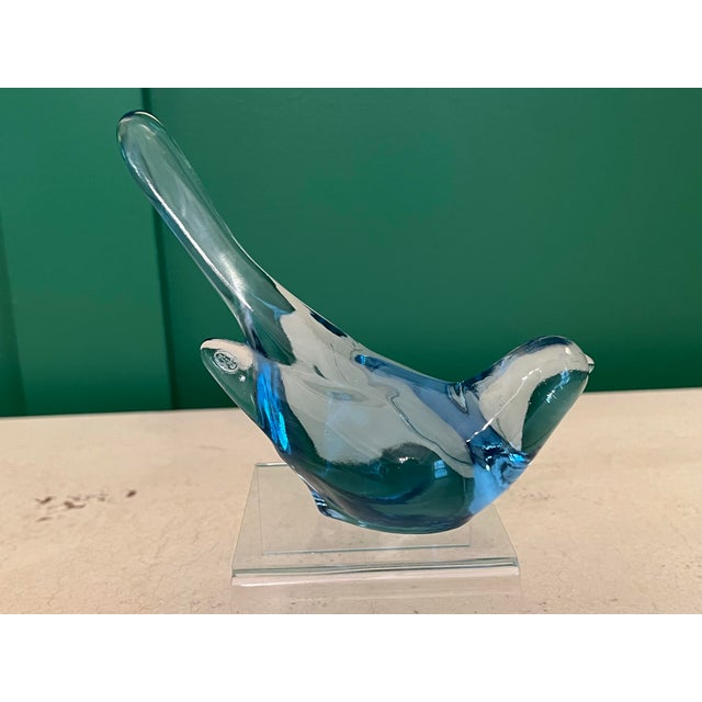 Fenton Art Glass Company Fenton Aquamarine Glass Bird of Happiness For Sale - Image 4 of 10
