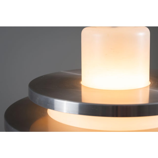 German Pendant in Opal Glass with Decorative Aluminium Discs from Doria Leuchten, 1960s For Sale - Image 9 of 12