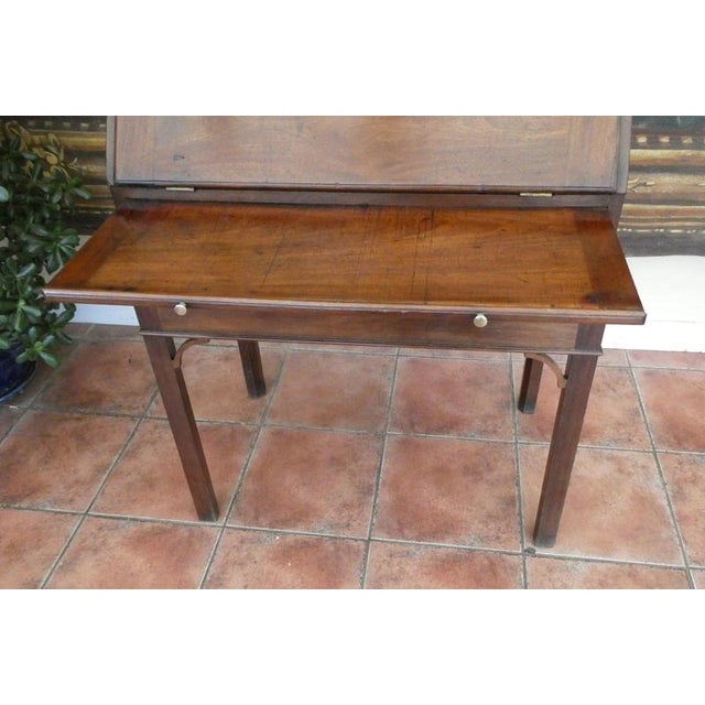 Antique English Mahogany Campaign Bureau on Stand, 1740 For Sale - Image 12 of 17