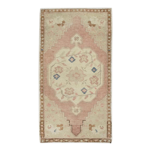 1960s Pink Vintage Turkish Mini Rug 1'10