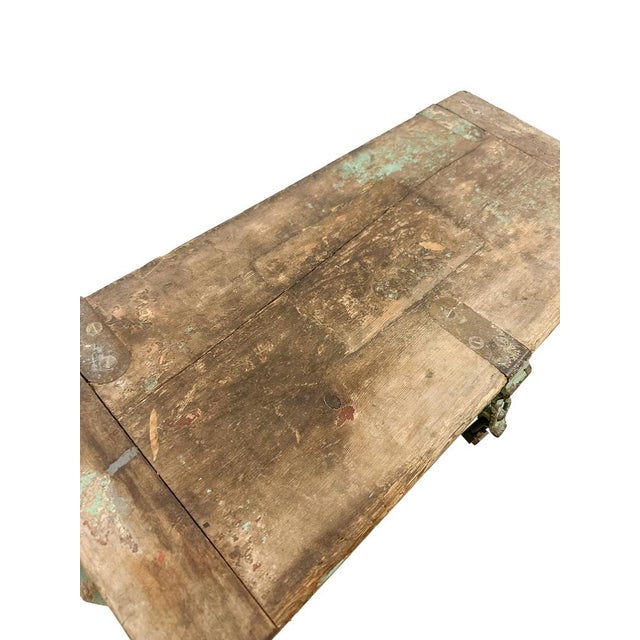 Antique Green Flat Topped Chest, 1890s For Sale - Image 9 of 12