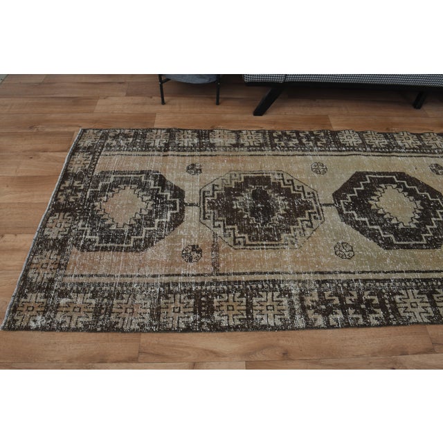 1970s Vintage Handmade Wool Cotton Beige Runner Rug For Sale - Image 11 of 11