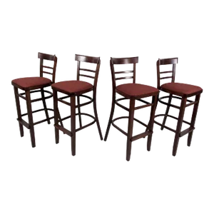 Mid 20th Century Set of 4 Modern Hardwood Barstools