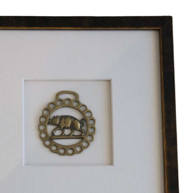 This captivating antique horse bridle medallion, crafted in 19th century France, features a beautifully rendered fox...