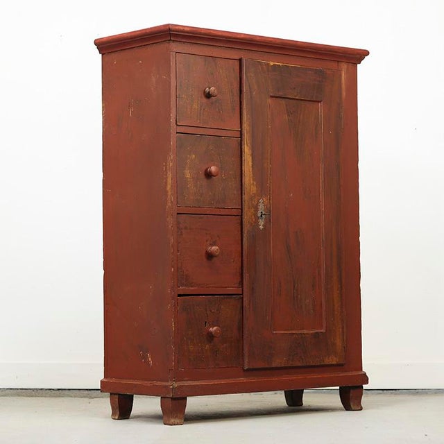 Antique Farmhouse Painted Bread Cabinet For Sale - Image 11 of 11