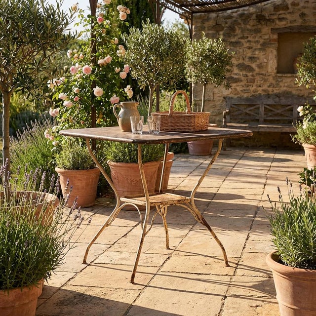 Antique outdoor table (c.1920) Approximate age: 150 years Material: Iron Origin: France Our antique outdoor table is a...