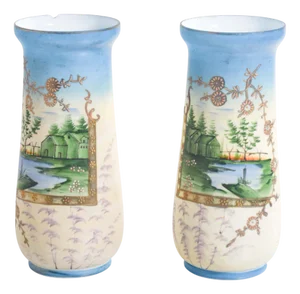 Glass Vases with Wide Mouths, 1910s, Set of 2