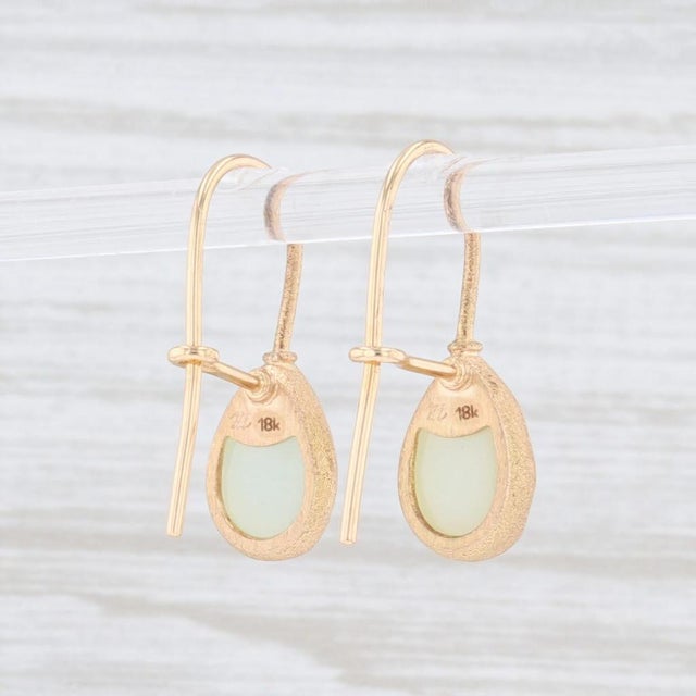 Modern New Nina Wynn Aquamarine Druzy Quartz Drop Earrings 18k Gold Hook Posts, Pair For Sale - Image 3 of 4