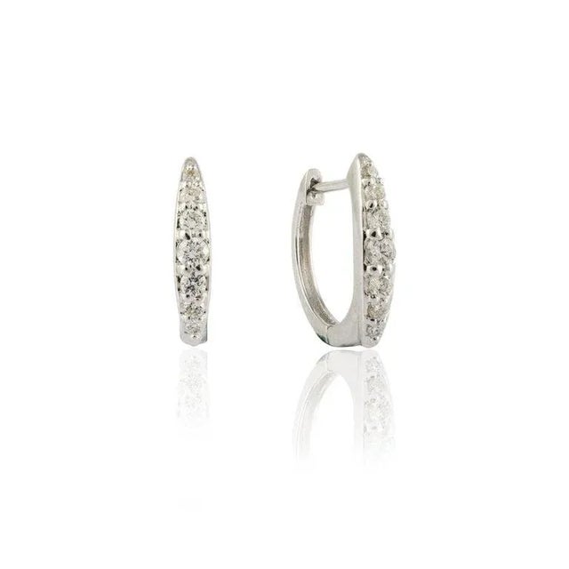18k White Gold Natural Round Diamond Hoop Earrings for Women- 2 Pieces For Sale In New York - Image 6 of 14