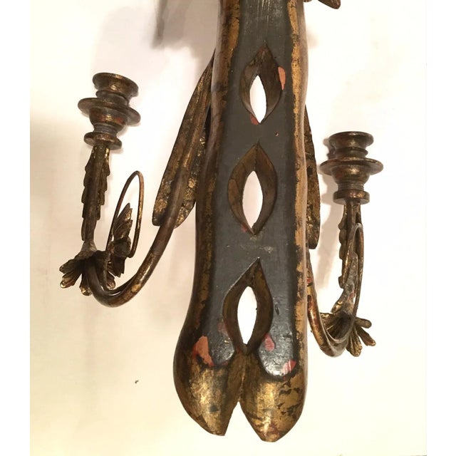 American Federal Style Eagle Wood Carved Two-Light Sconce For Sale - Image 10 of 12