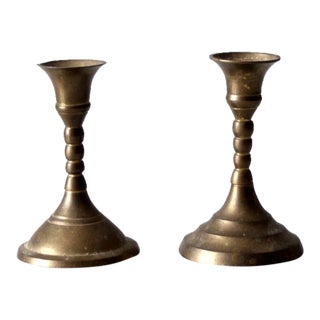 Vintage Petite Candlestick Holders Pair For Sale