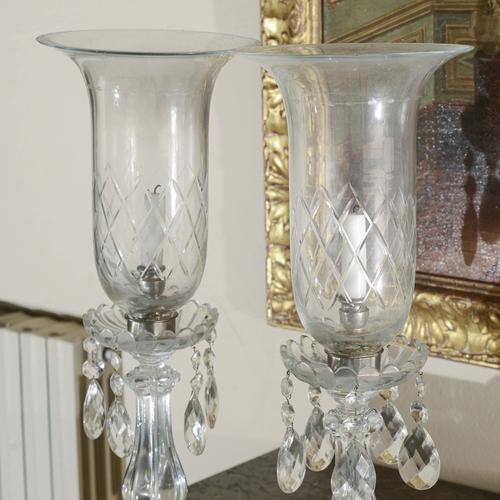 Glass Candlestick Lights, Set of 2 For Sale - Image 3 of 9