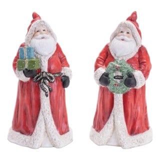 Hooded Terracotta Santa Figurine (Set of 2) For Sale