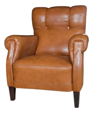 1960s German Cognac Leather Lounge Chair With Tufted Back