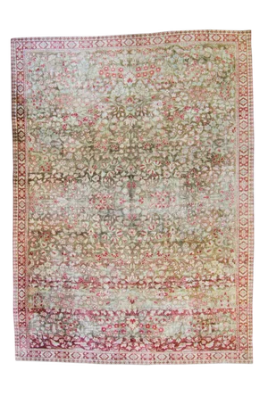 House of Séance - 1920s Vintage Anatolian Konya Floral Wool Large Oushak Hand-Knotted Rug - 8’3.5” X 11’5”