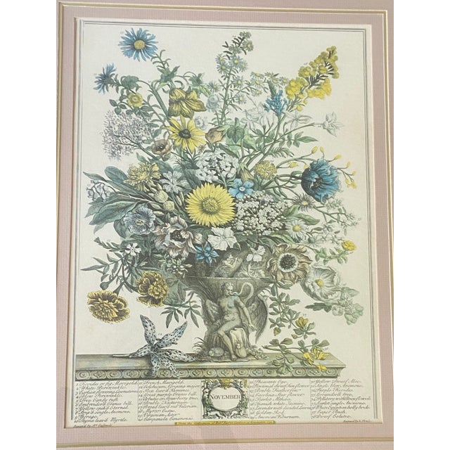 Vintage Intercraft Ind Academy Arts Robert Furber November Botanical Calendar Print. This beautifully framed print of the...