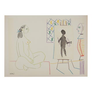 Pablo Picasso, The Costumed Painter and His Model, Lithograph For Sale