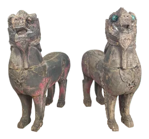 Temple Lions, Se Asia 19th Century, a Pair