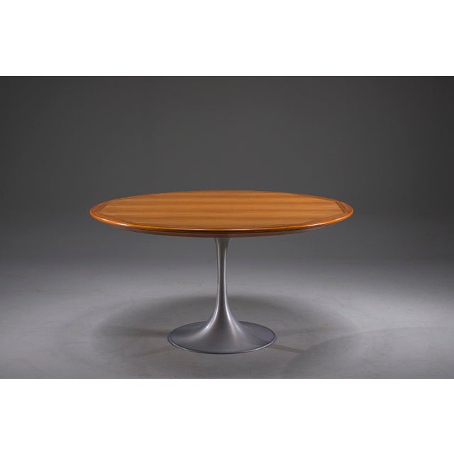 Round Walnut Dining Table with Tulip Pedestal Base, 1960s For Sale - Image 13 of 13