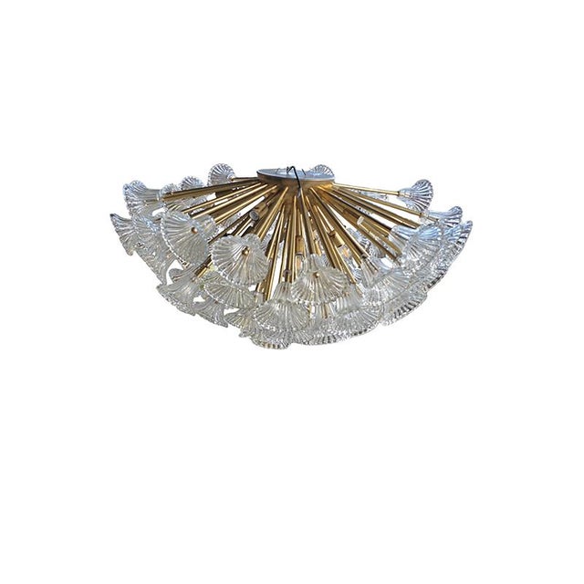 Vintage Glass and Gold-Plated Brass Ceiling Light, 1980s For Sale - Image 4 of 10