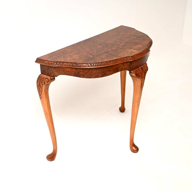 Antique Burr Walnut Console Table, 1930 For Sale - Image 3 of 10