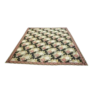 Antique Large 164"x120" American Art Nouveau Floral Hand Hooked Wool Rug Carpet