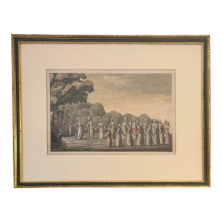 Antique Hand-Tinted Engraving | Ottoman Dance Scene by F. Raineri | Framed Orientalist Art Print For Sale