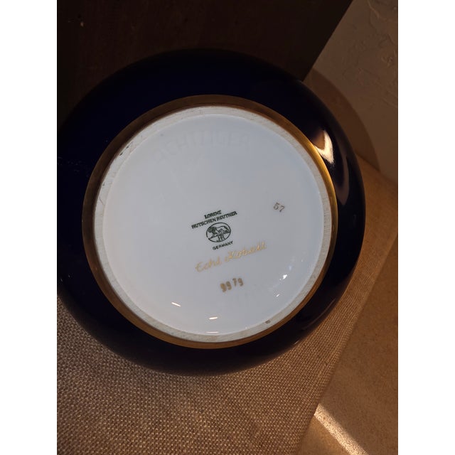 Blue Cobalt Blue and Gold Hutschen Reuther Vase For Sale - Image 8 of 14