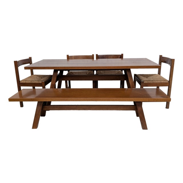 Walnut Torbecchia Dining Table and Chairs by Giovanni Michelucci for Poltronova, 1960s, Set of 6 For Sale