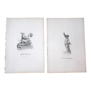 Antique 19th Century Engravings of Children - a Pair