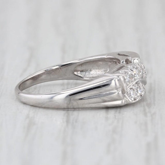 Metal Vintage 0.25ctw Diamond Ring 14k White Gold Size 6 Anniversary Wedding Band For Sale - Image 7 of 8