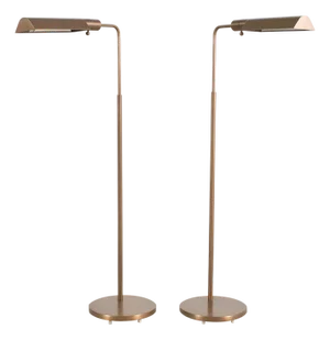Pair of Casella Bronze Adjustable Pharmacy Floor Lamps