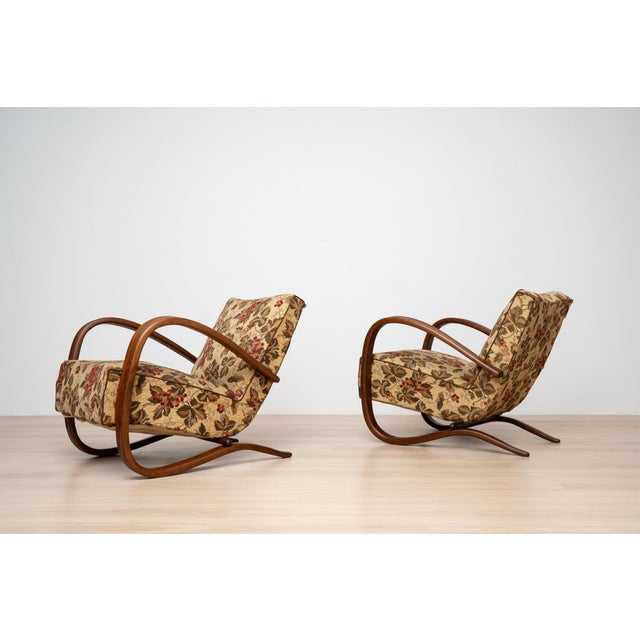 Art Deco H269 Lounge Chairs by Jindřich Halabala, Czechoslovakia, 1930s For Sale - Image 6 of 17