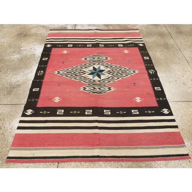 Rustic Galerie Shabab Collection Rustic Southwestern Style North American Navajo Tribal Accent Rug, Circa 1940 For Sale - Image 3 of 8