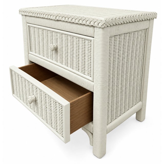 Mid 20th Century Vintage Henry Link Wicker Nightstands – Pair, Braided Rattan Detail For Sale - Image 5 of 8