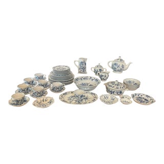 Vintage Blue Danube Onion Dinnerware Set- 53 Pieces For Sale