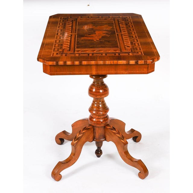 Gold Antique Italian Marquetry and Parquetry Occasional Table from Sorrento, 1800s For Sale - Image 8 of 14