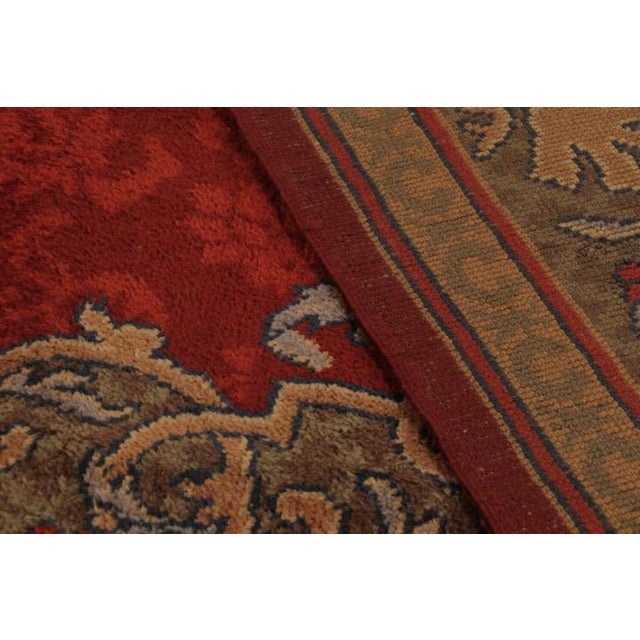 Red Antique Dutch Art Deco Rug, Rich Red With Floral Damask - Rug & Kilim For Sale - Image 8 of 10