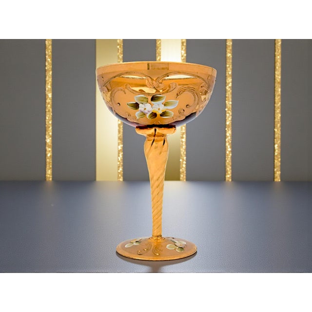 1960s Tre Fuochi Murano Glass Champagne Flutes from Manifattura di Murano, 1960s, Set of 6 For Sale - Image 5 of 12